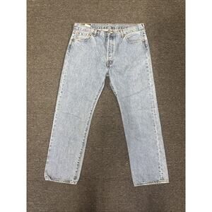 Levi's Men's 501 36x30 Blue Denim Jeans Straight Leg Regular Button Fly 5-Pocket